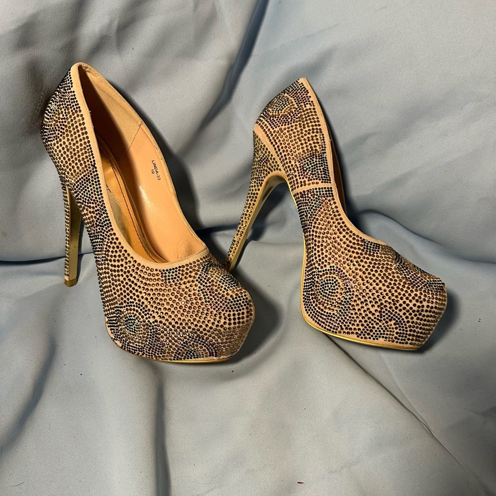 Mascotte Rhinestone Platform Pump Heels Multicolor